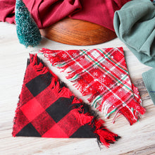 Load image into Gallery viewer, Classic Christmas Fringed Bandanas (Set of 2)