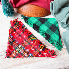 Load image into Gallery viewer, Classic Christmas Fringed Bandanas (Set of 2)