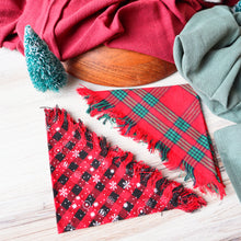 Load image into Gallery viewer, Classic Christmas Fringed Bandanas (Set of 2)