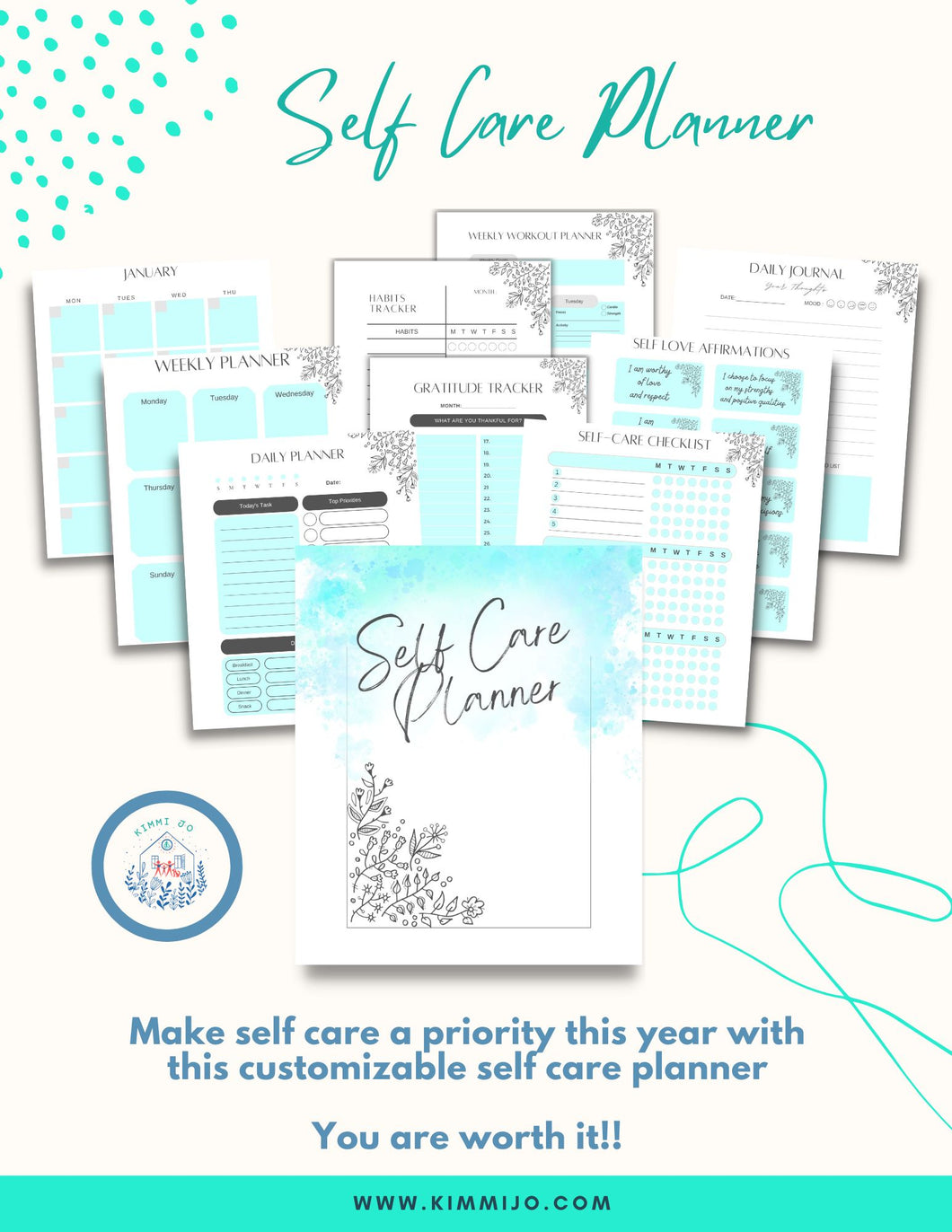 Self Care Planner (Aqua)