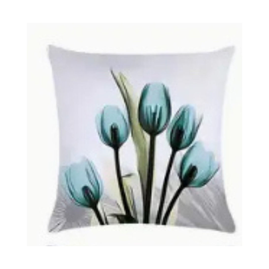 Teal Tulips Pillow Covers