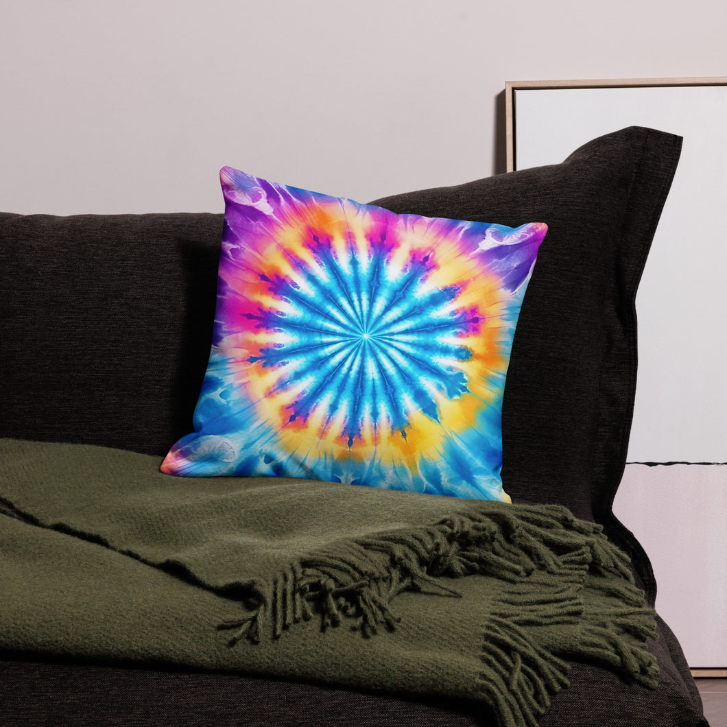 Bright Tie Dye Blue Starburst Premium Pillow Case