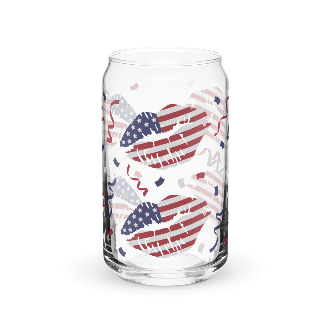 Patriotic Lips Can-shaped glass