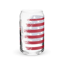 Load image into Gallery viewer, Patriotic Messy Bun and Flag Can-shaped glass

