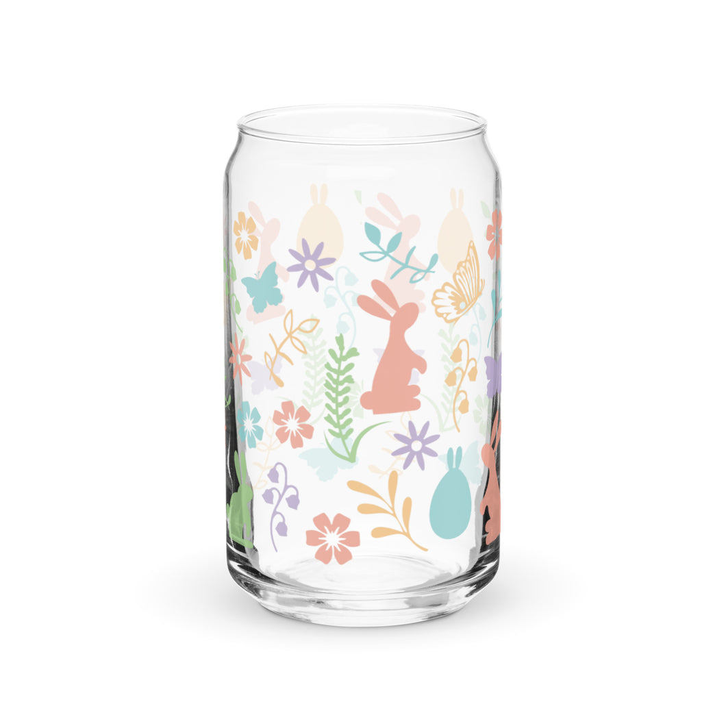 Pastel Bunnies and Flowers Can-shaped glass