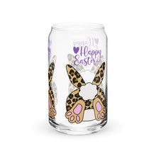Load image into Gallery viewer, Happy Easter Leopard Bunny Tails Can-shaped glass
