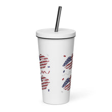 Load image into Gallery viewer, Patriotic Lips Insulated tumbler with a straw
