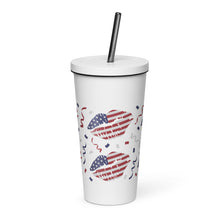 Load image into Gallery viewer, Patriotic Lips Insulated tumbler with a straw
