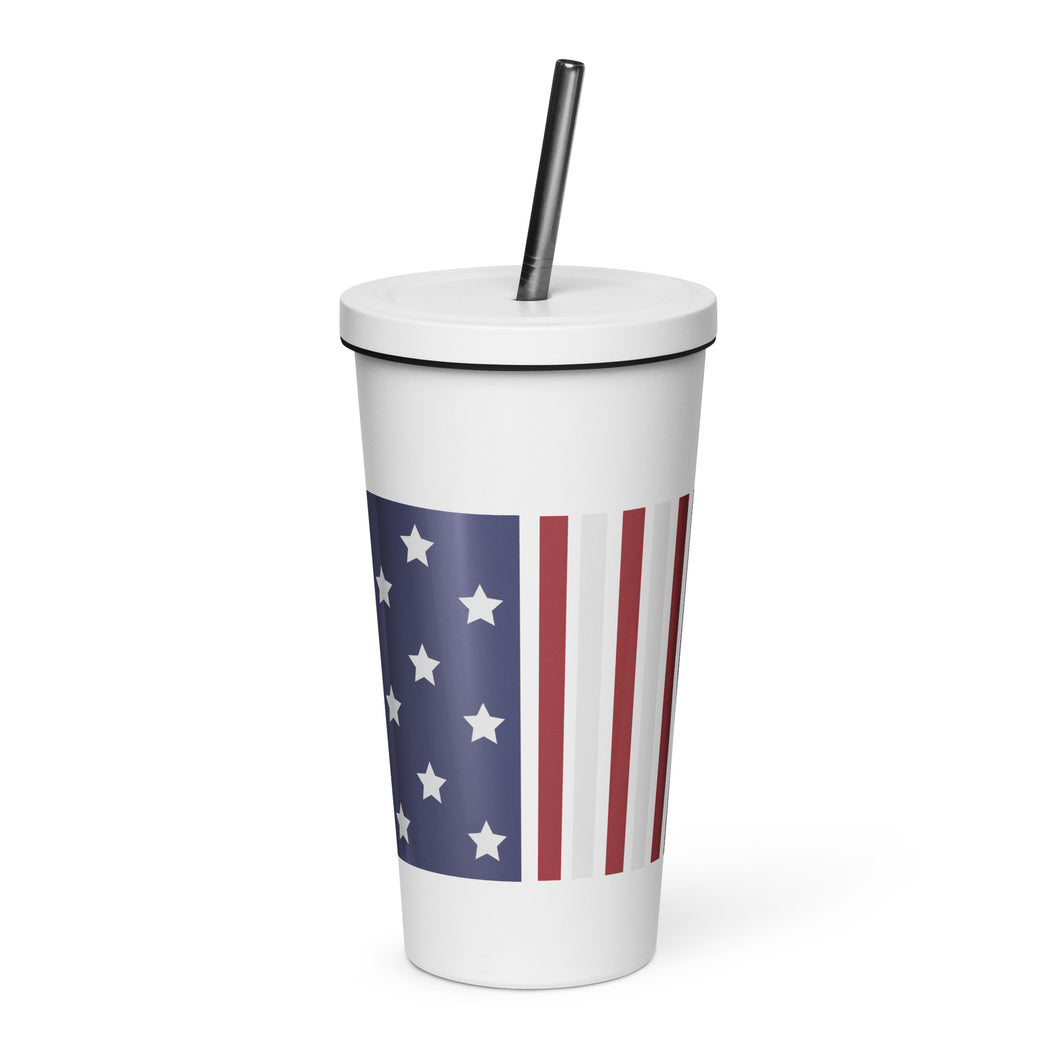 Stars and Stripes Insulated tumbler with a straw
