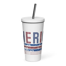 Load image into Gallery viewer, America Insulated tumbler with a straw
