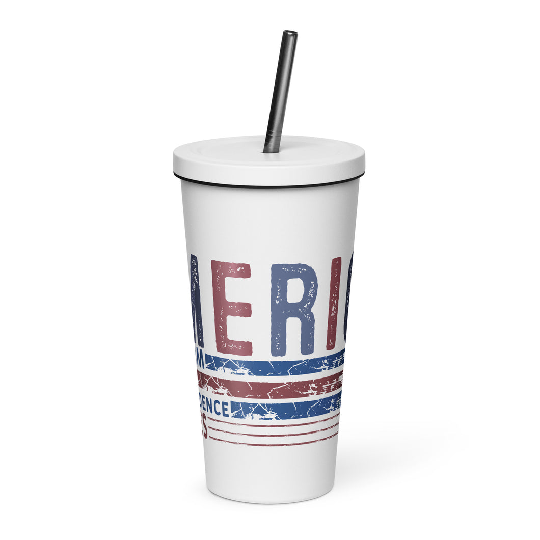 America Insulated tumbler with a straw
