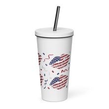 Load image into Gallery viewer, Patriotic Lips Insulated tumbler with a straw
