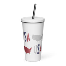 Load image into Gallery viewer, USA Maps Insulated tumbler with a straw
