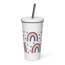 Load image into Gallery viewer, Patriotic Rainbows Insulated tumbler with a straw
