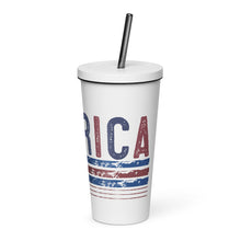 Load image into Gallery viewer, America Insulated tumbler with a straw
