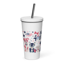 Load image into Gallery viewer, Happy 4th Of July Cute Dogs Insulated tumbler with a straw
