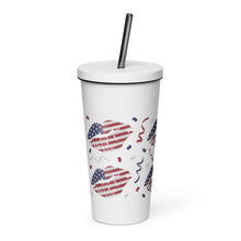 Load image into Gallery viewer, Patriotic Lips Insulated tumbler with a straw
