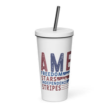 Load image into Gallery viewer, America Insulated tumbler with a straw
