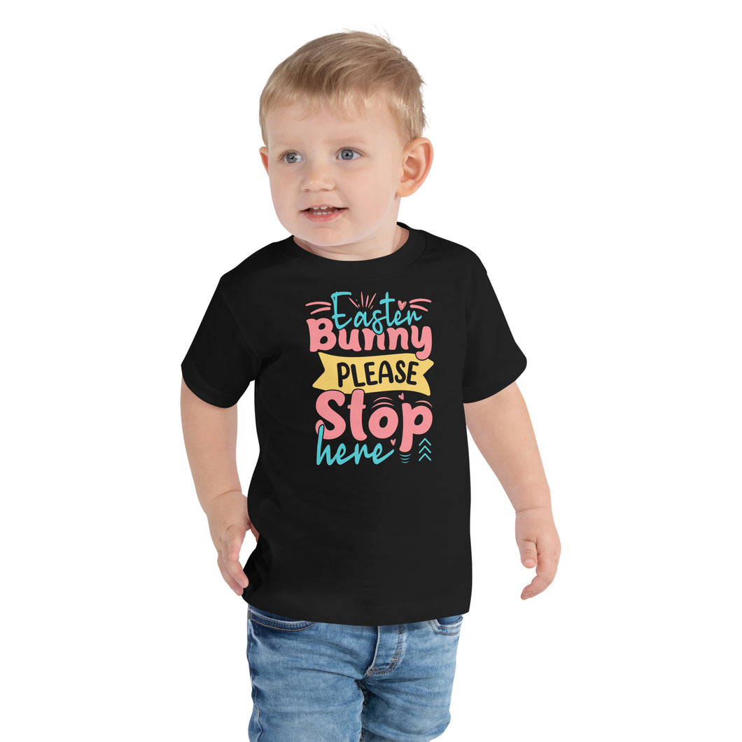 Easter Bunny Please Stop Here Toddler Short Sleeve Tee