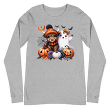 Load image into Gallery viewer, Cute and Spooky Highland Cow Unisex Long Sleeve Tee
