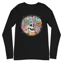 Load image into Gallery viewer, Retro Beachy Halloween Skull Unisex Long Sleeve Tee
