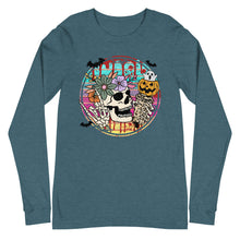 Load image into Gallery viewer, Retro Beachy Halloween Skull Unisex Long Sleeve Tee
