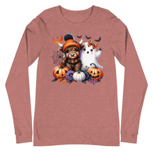 Load image into Gallery viewer, Cute and Spooky Highland Cow Unisex Long Sleeve Tee
