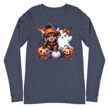 Load image into Gallery viewer, Cute and Spooky Highland Cow Unisex Long Sleeve Tee
