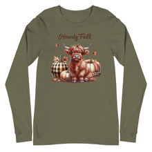 Load image into Gallery viewer, Howdy Fall Highland Cow Unisex Long Sleeve Tee

