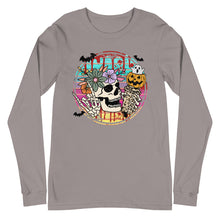 Load image into Gallery viewer, Retro Beachy Halloween Skull Unisex Long Sleeve Tee
