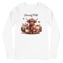 Load image into Gallery viewer, Howdy Fall Highland Cow Unisex Long Sleeve Tee
