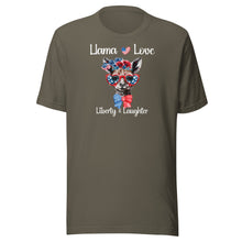Load image into Gallery viewer, Llama Love Liberty &amp; Laughter Unisex t-shirt

