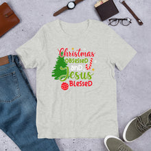 Load image into Gallery viewer, Christmas Obsessed and Jesus Blessed Unisex t-shirt
