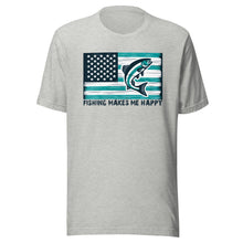 Load image into Gallery viewer, Fishing Makes Me Happy Flag Unisex t-shirt
