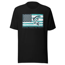 Load image into Gallery viewer, Fishing Makes Me Happy Flag Unisex t-shirt

