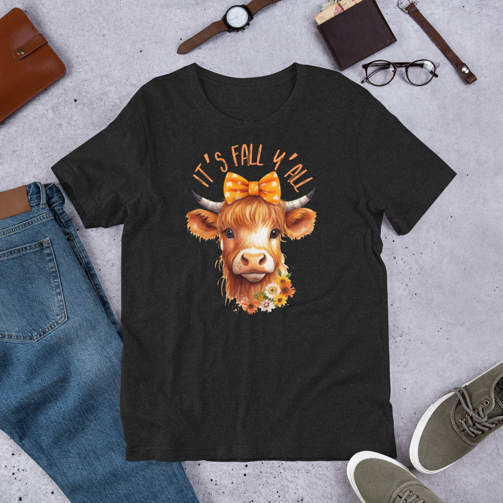 It's Fall Y'All Highland Cow Unisex t-shirt (Darker Colors)