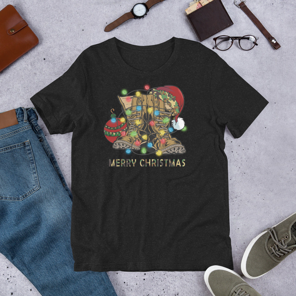 Merry Christmas Military Boots Unisex t-shirt