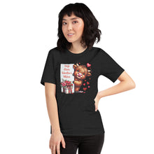 Load image into Gallery viewer, Hugs Kisses Valentines Wishes (highland cow) Unisex t-shirt
