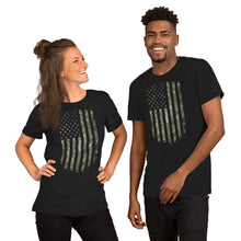 Load image into Gallery viewer, Camo American Flag Vertical Unisex t-shirt
