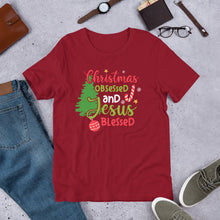 Load image into Gallery viewer, Christmas Obsessed and Jesus Blessed Unisex t-shirt
