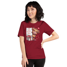 Load image into Gallery viewer, Hugs Kisses Valentines Wishes (highland cow) Unisex t-shirt
