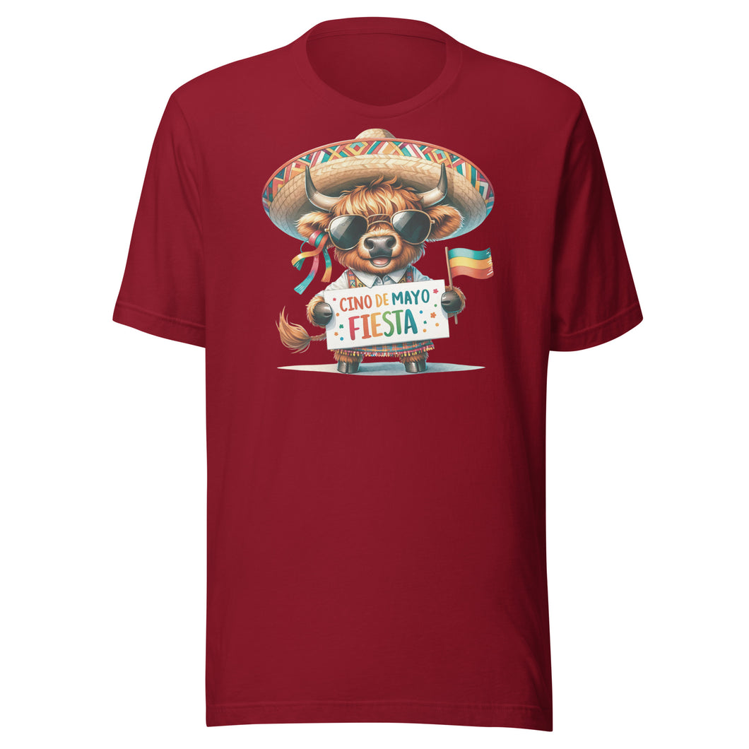 Cinco de Mayo Fiesta Highland Cow Unisex t-shirt