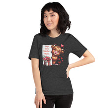 Load image into Gallery viewer, Hugs Kisses Valentines Wishes (highland cow) Unisex t-shirt
