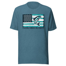 Load image into Gallery viewer, Fishing Makes Me Happy Flag Unisex t-shirt
