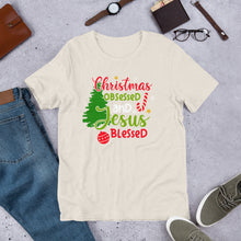Load image into Gallery viewer, Christmas Obsessed and Jesus Blessed Unisex t-shirt
