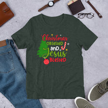 Load image into Gallery viewer, Christmas Obsessed and Jesus Blessed Unisex t-shirt
