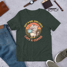 Load image into Gallery viewer, Just a Girl Who Loves Cats &amp; Coffee Unisex t-shirt
