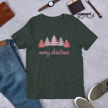 Load image into Gallery viewer, Merry Christmas Pink Trees  Unisex t-shirt
