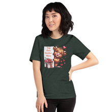Load image into Gallery viewer, Hugs Kisses Valentines Wishes (highland cow) Unisex t-shirt
