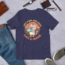 Load image into Gallery viewer, Just a Girl Who Loves Cats &amp; Coffee Unisex t-shirt
